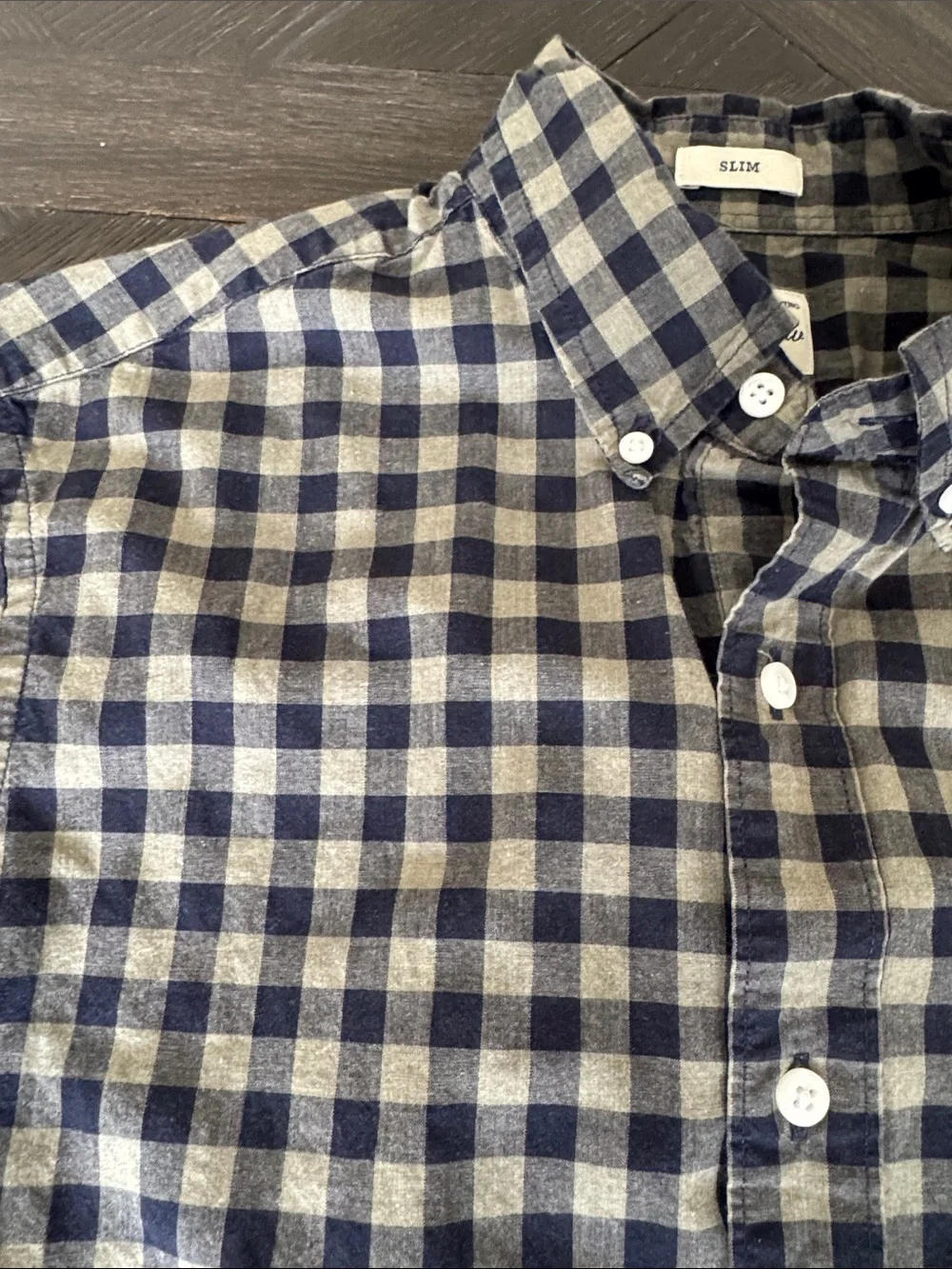 J.Crew Slim Fit Button Down Shirt Small Blue Cream Gingham Plaid Casual